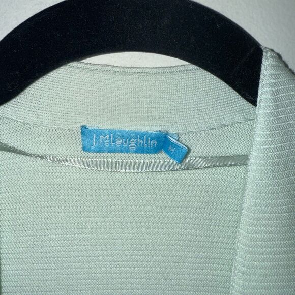 J. Mclaughlin Cropped Open Front Ribbed Cardigan - Seafoam Blue M - Picture 4 of 6